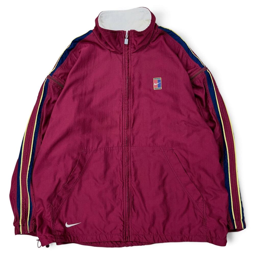 Vintage 90s Nike Challenge Court Jacket Zip Off Sleeve Stripe Tennis Windbreaker